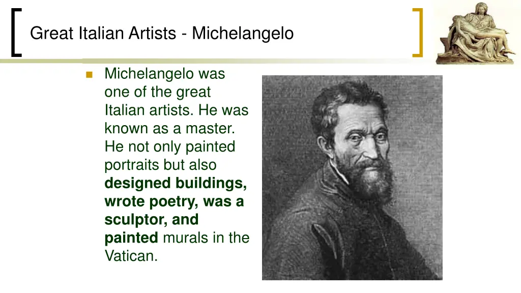 great italian artists michelangelo