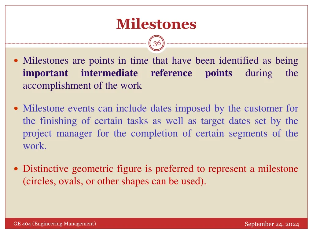 milestones