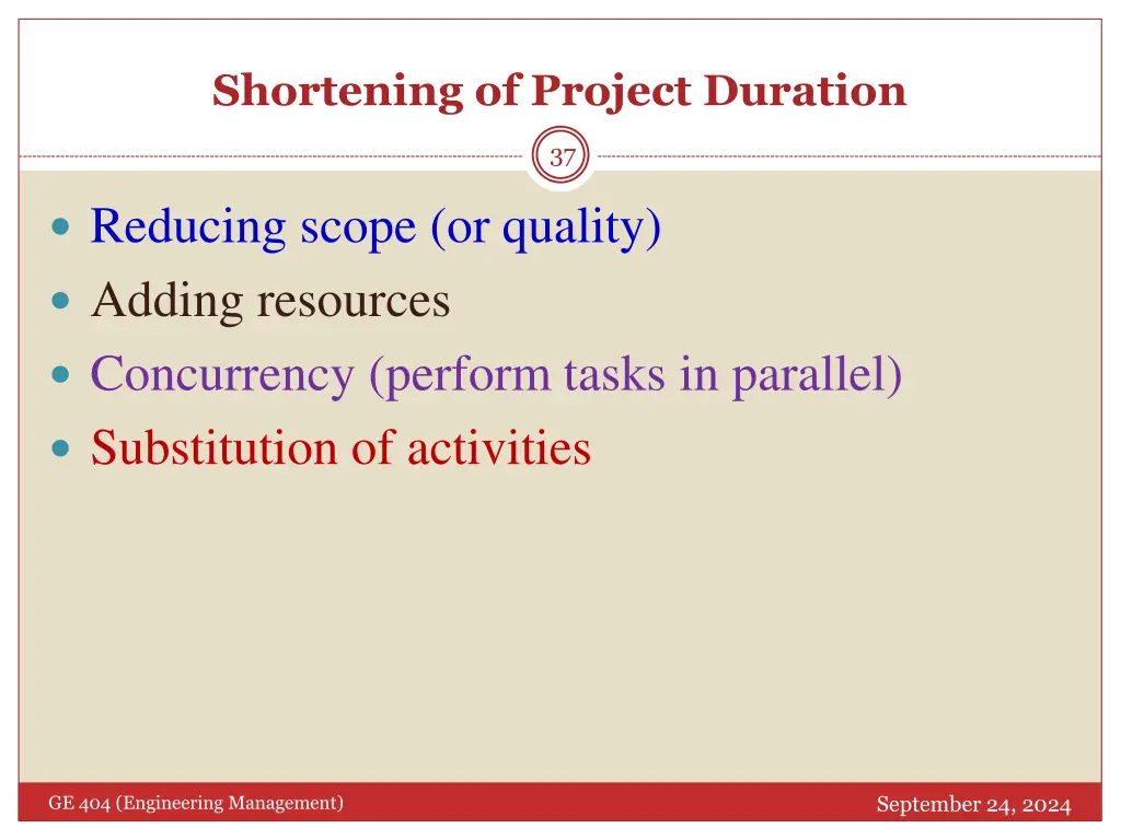 shortening of project duration