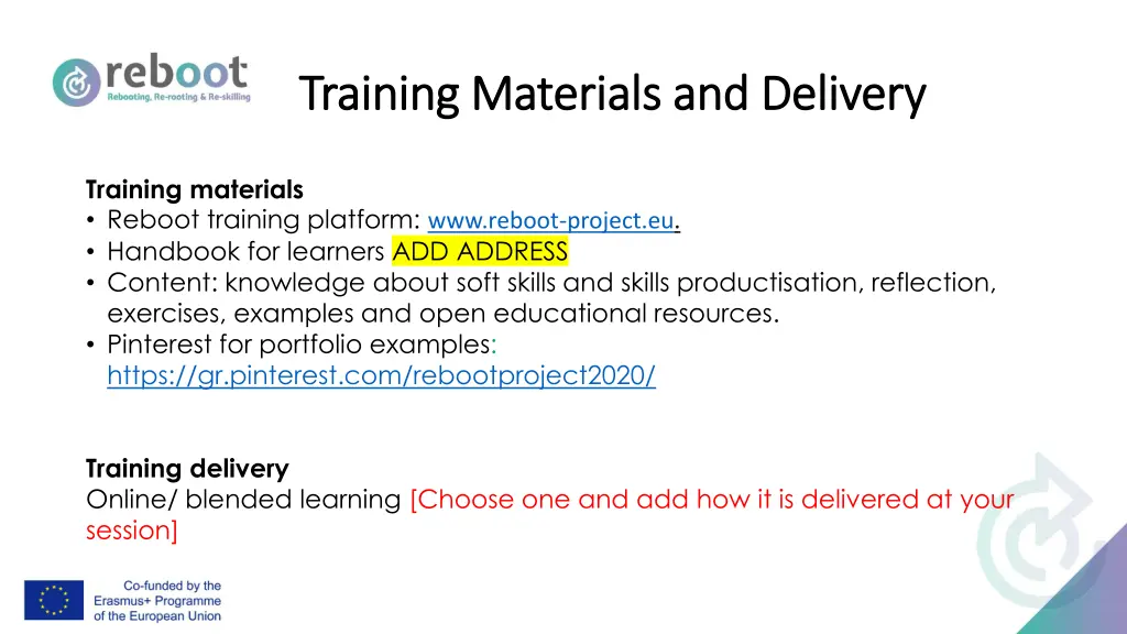 training materials and delivery training