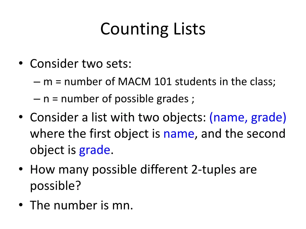 counting lists 1