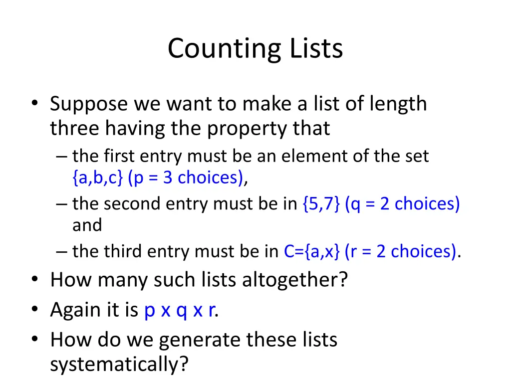 counting lists 2