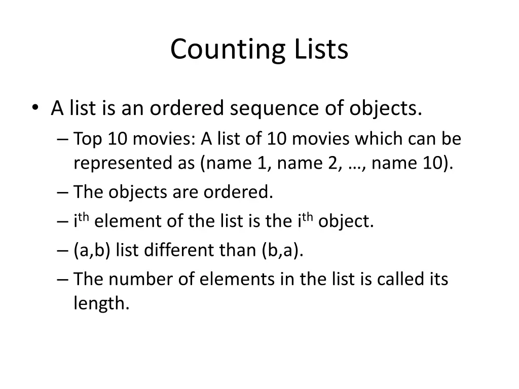 counting lists