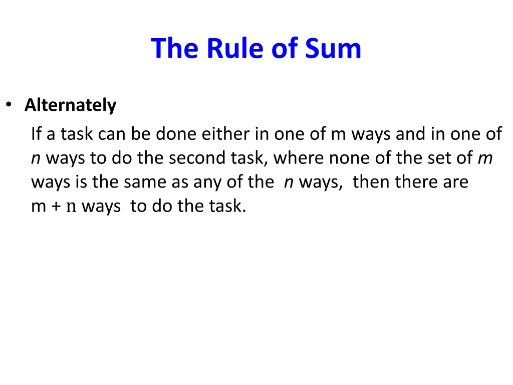 the rule of sum 1