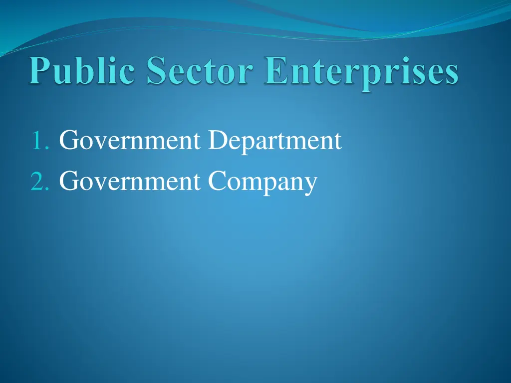 1 government department 2 government company