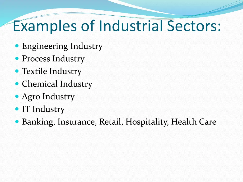 examples of industrial sectors