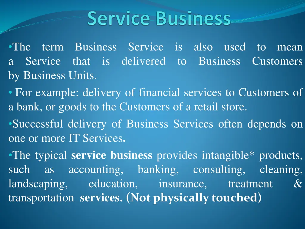 the a by business units for example delivery