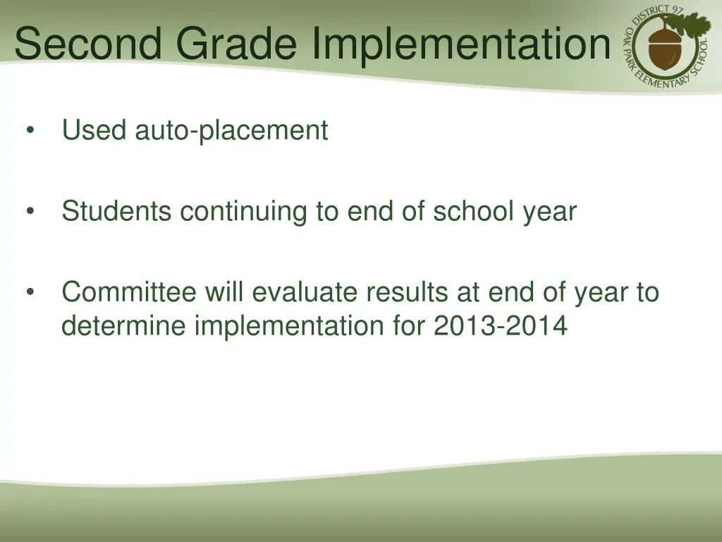 second grade implementation