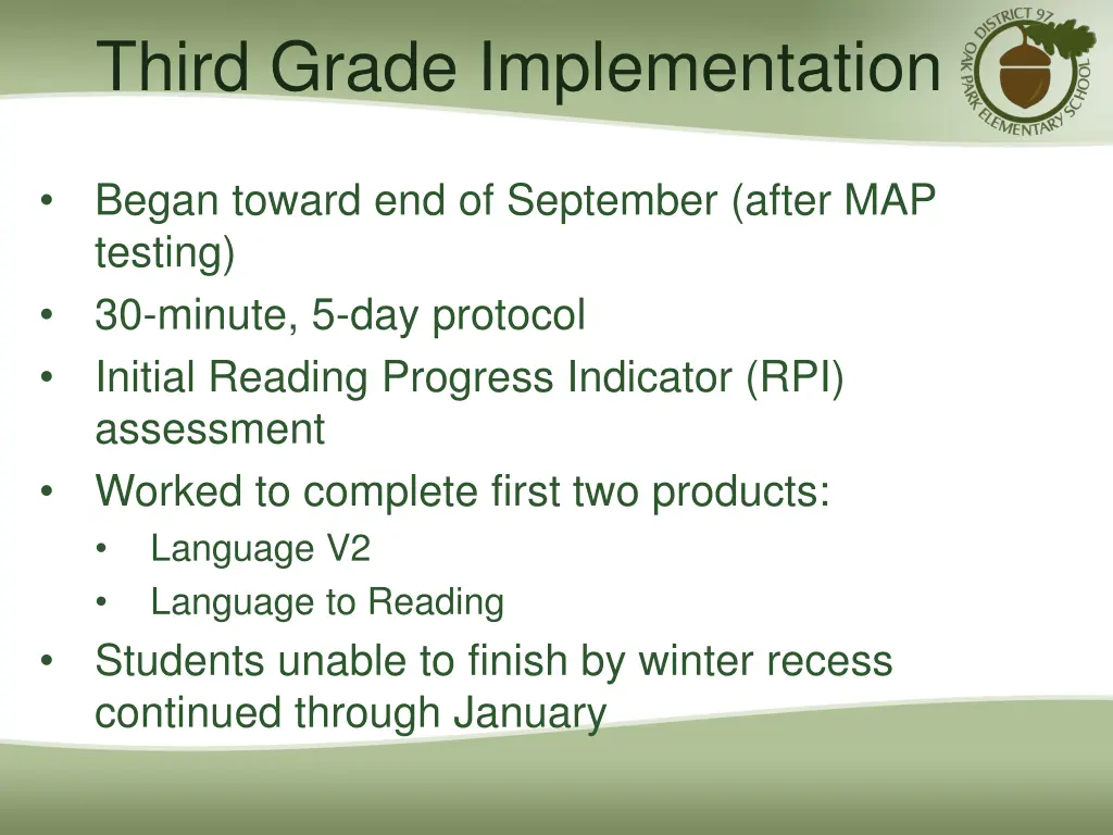 third grade implementation