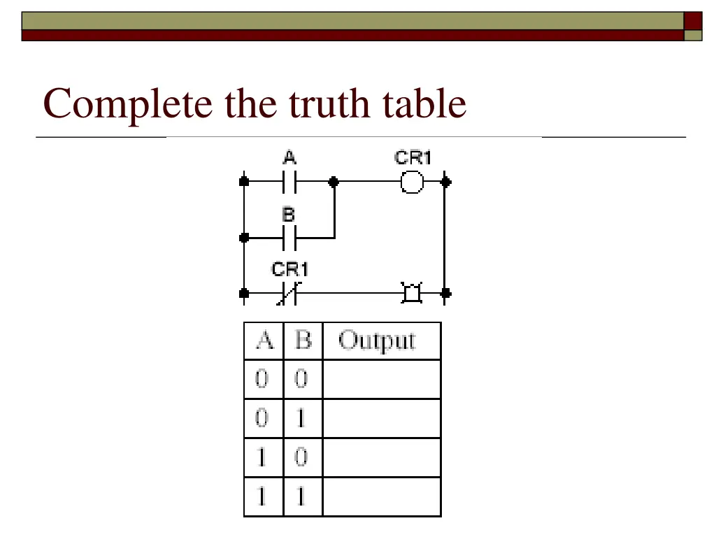 complete the truth table 1