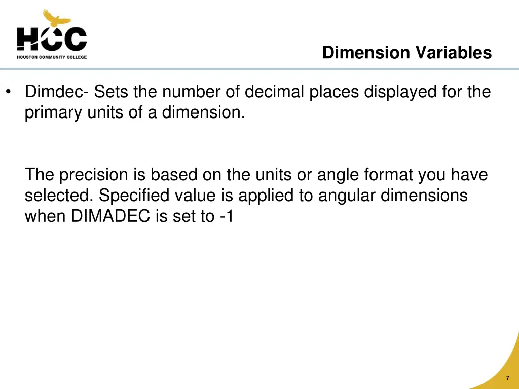 dimension variables 1