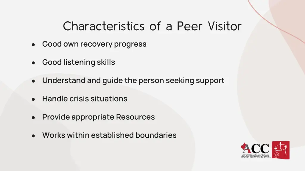 characteristics of a peer visitor