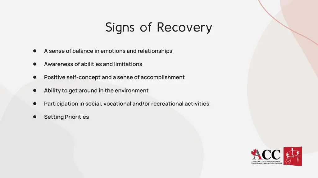 signs of recovery