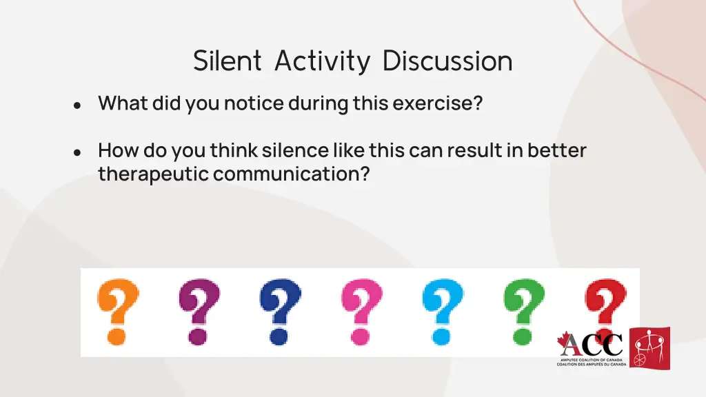 silent activity discussion