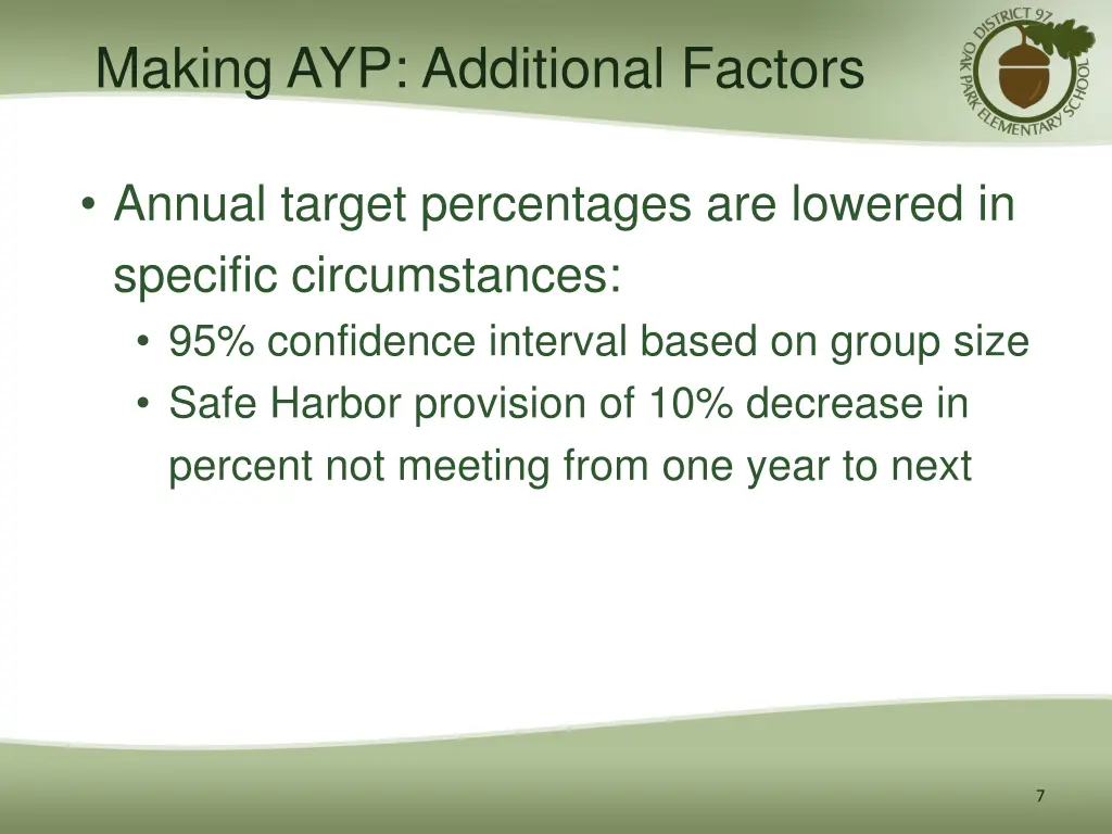 making ayp additional factors