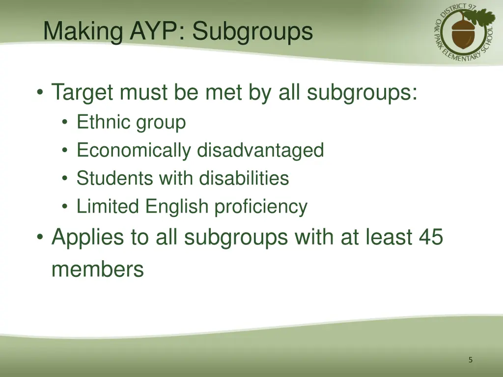 making ayp subgroups