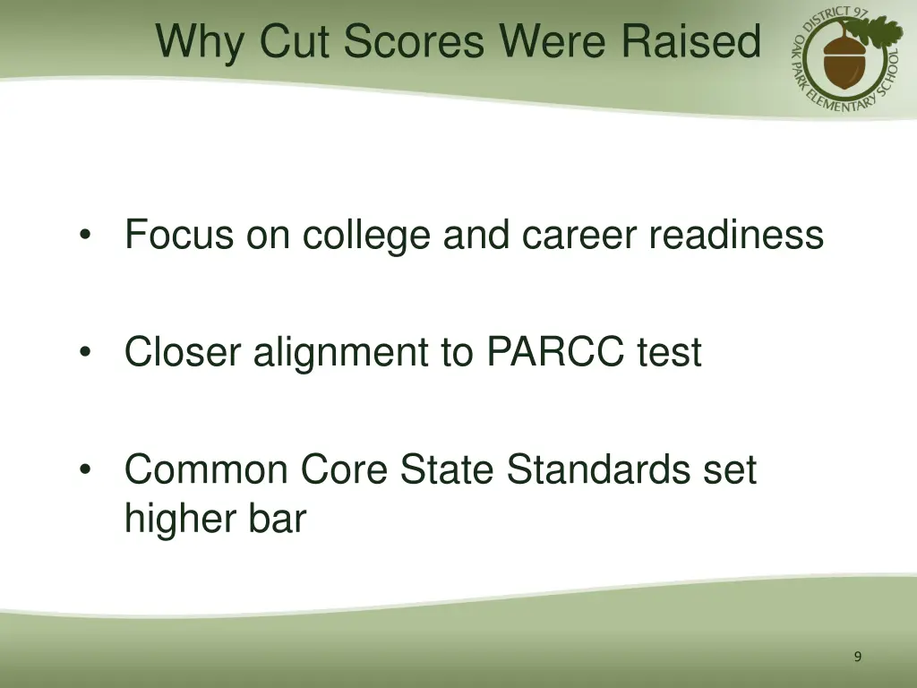 why cut scores were raised