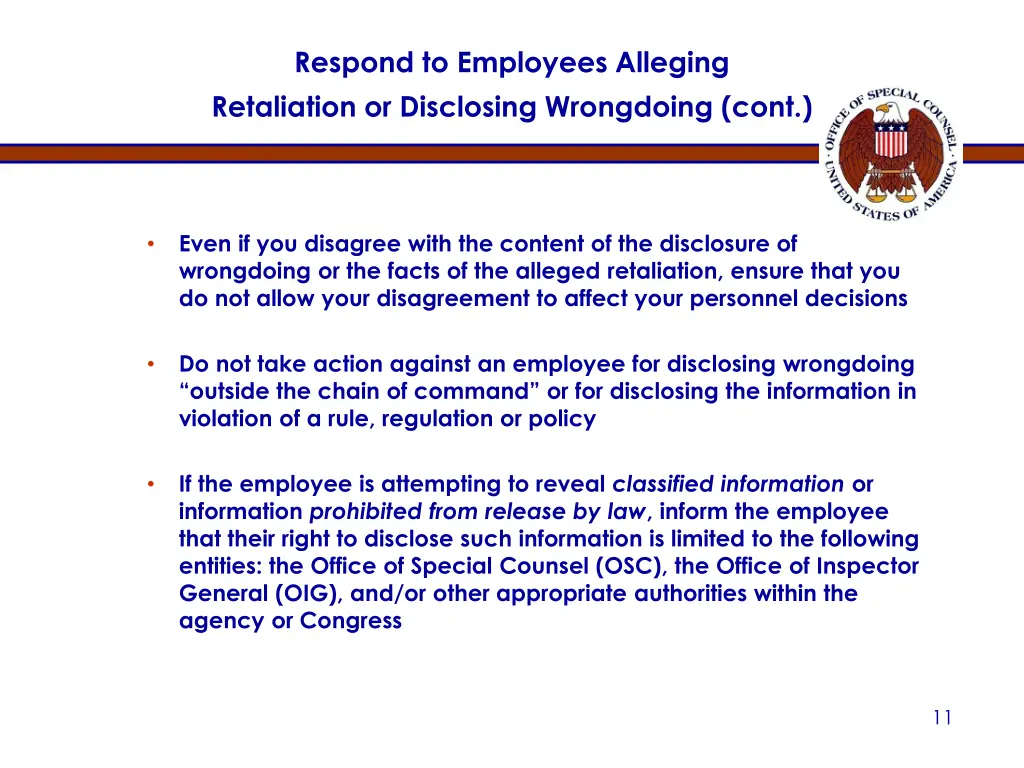 respond to employees alleging retaliation 1