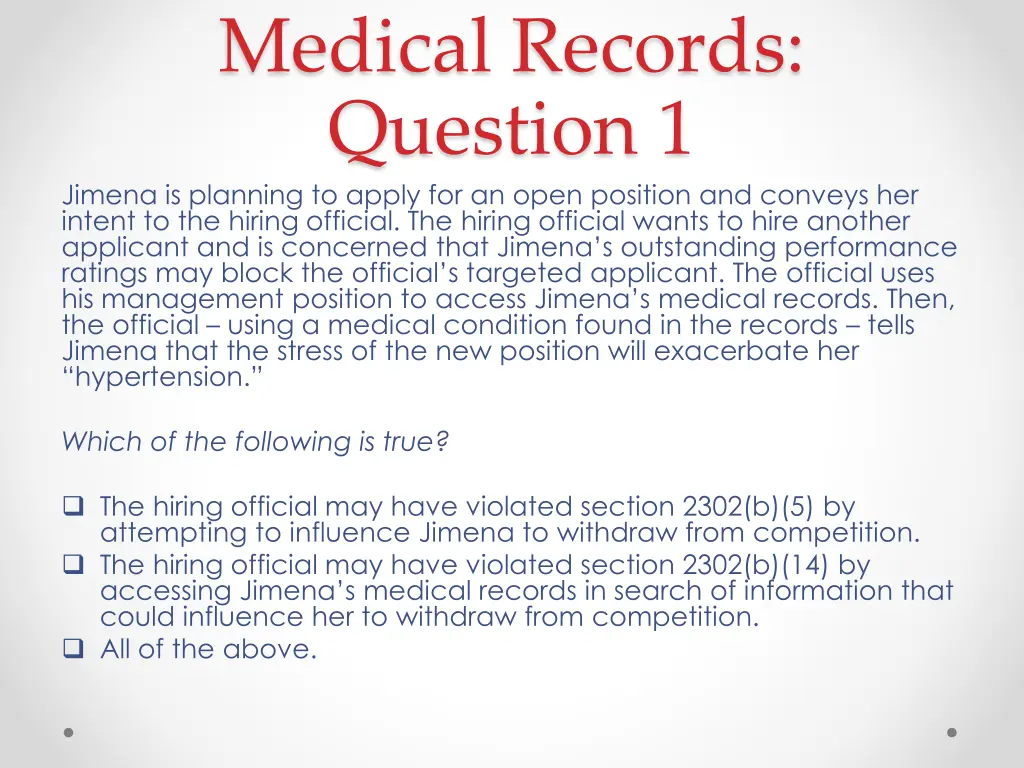 medical records question 1 jimena is planning