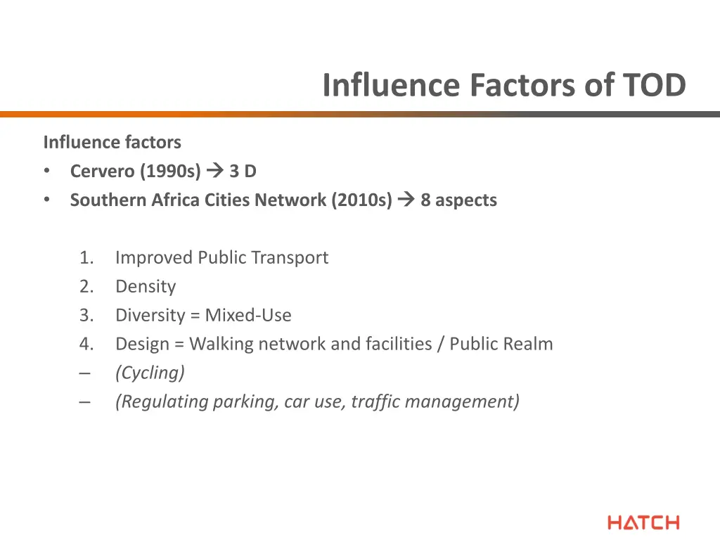 influence factors of tod