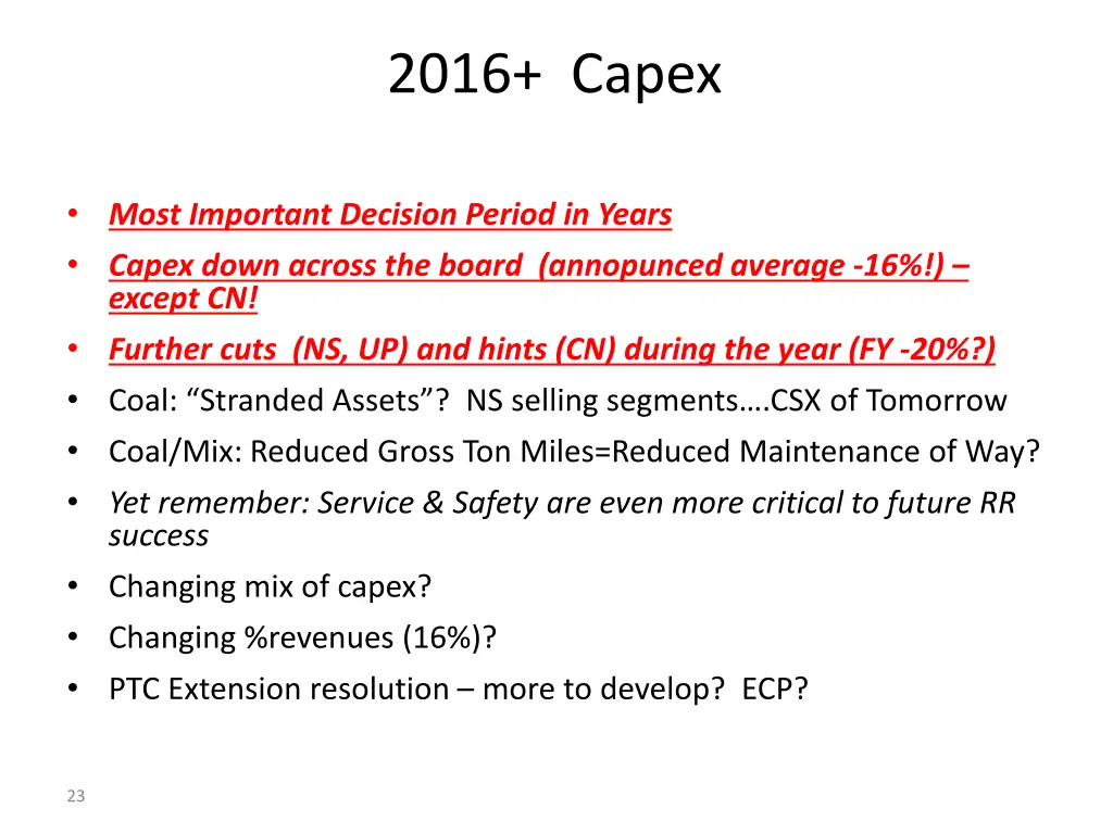 2016 capex