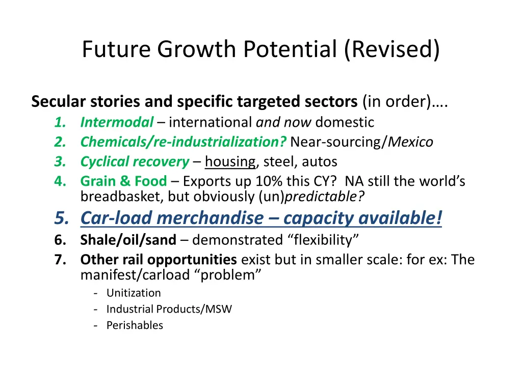 future growth potential revised