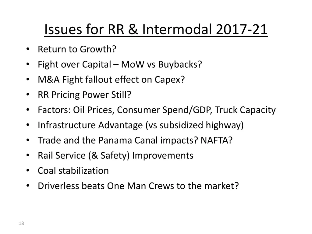 issues for rr intermodal 2017 21 return to growth