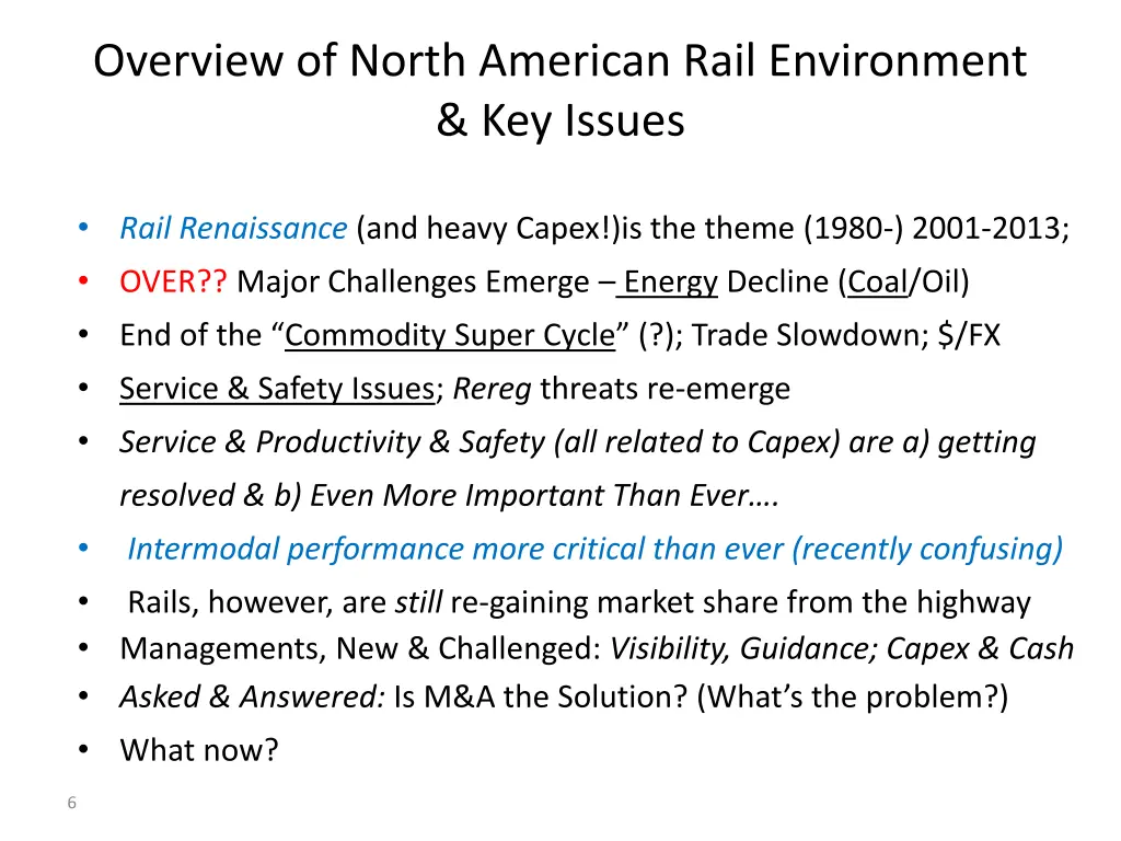 overview of north american rail environment