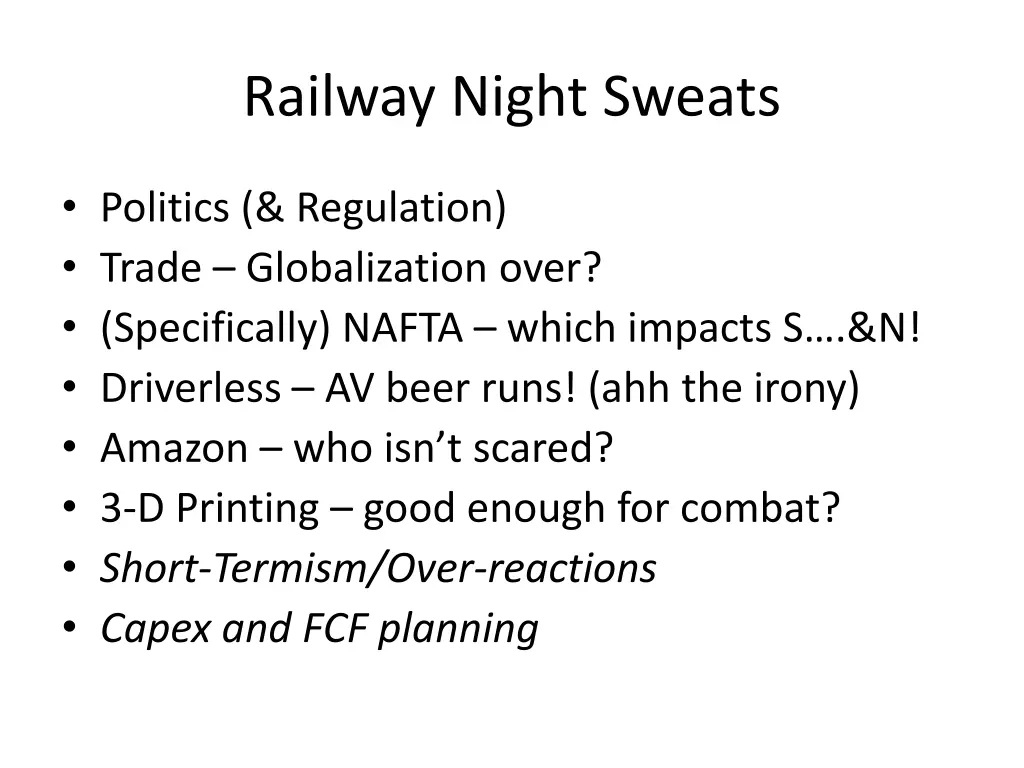 railway night sweats