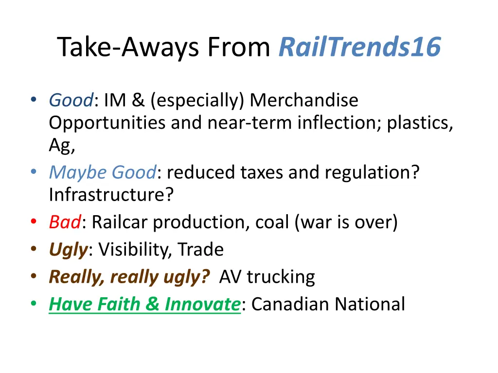 take aways from railtrends16