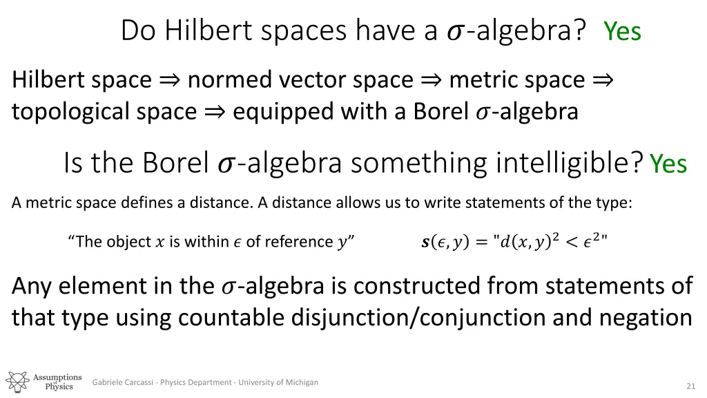 do hilbert spaces have a algebra