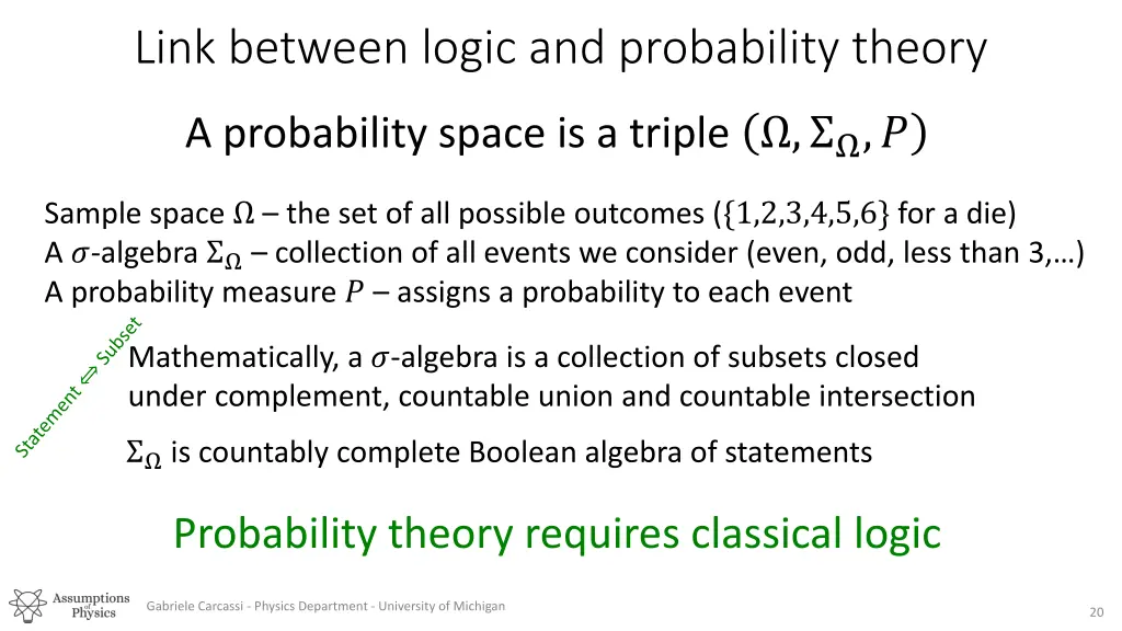 link between logic and probability theory