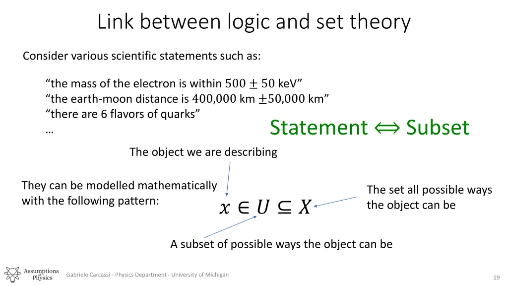 link between logic and set theory