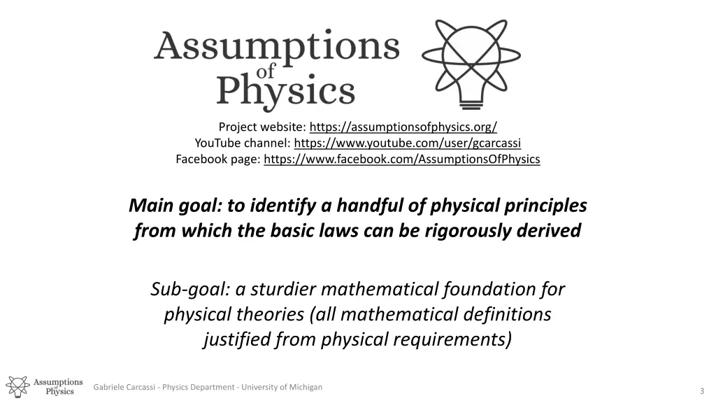 project website https assumptionsofphysics