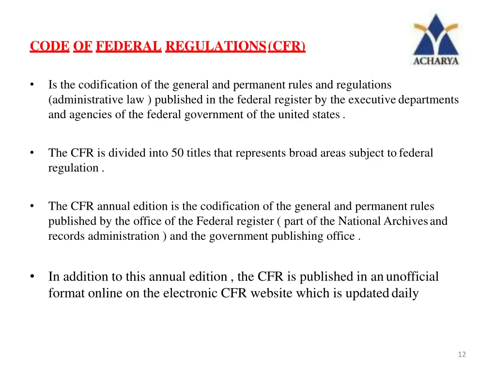 code of federal regulations cfr