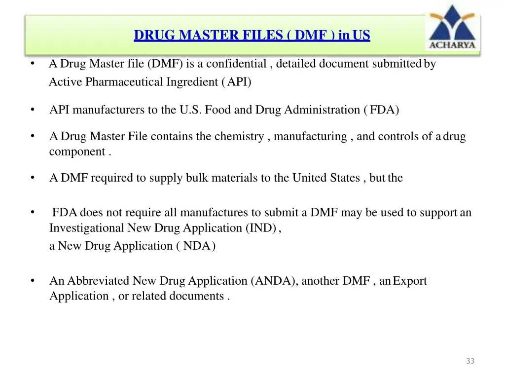 drug master files dmf inus