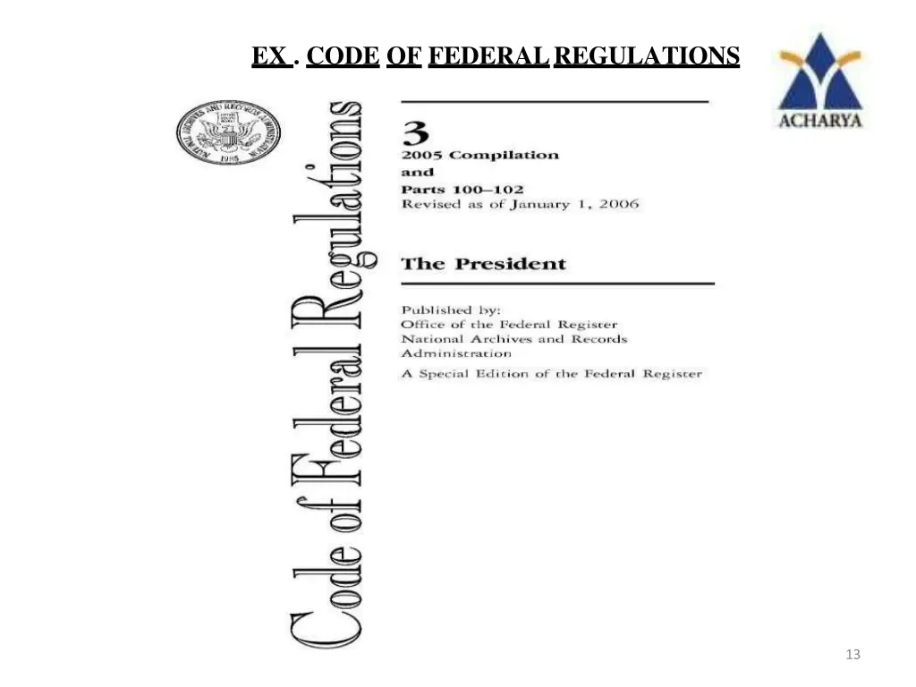 ex code of federalregulations