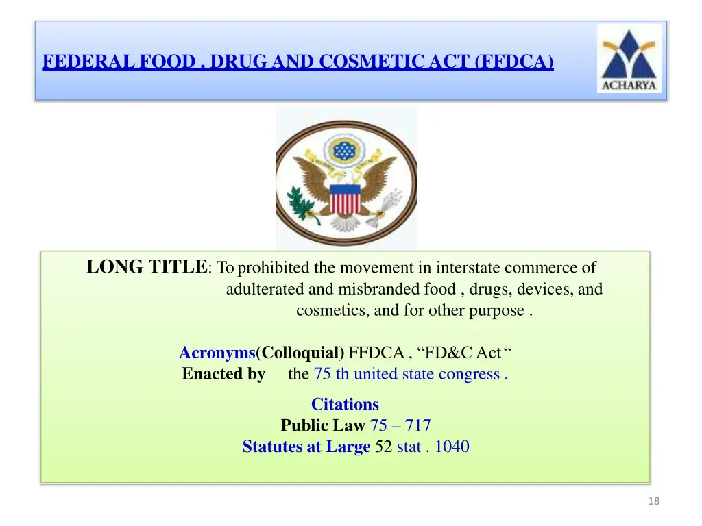 federalfood drugand cosmeticact ffdca