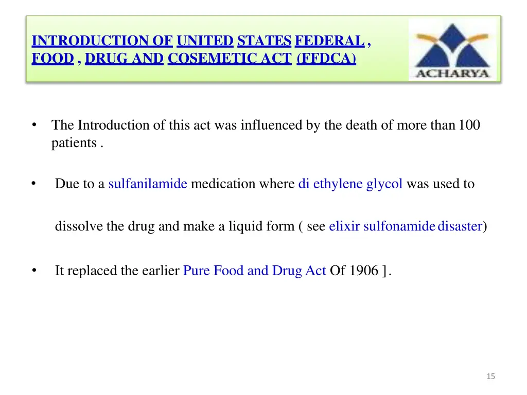 introduction of united statesfederal food drug