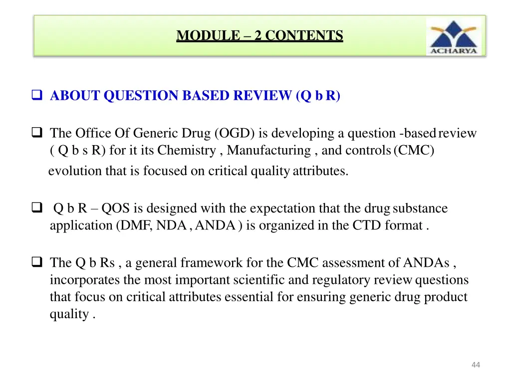 module 2 contents