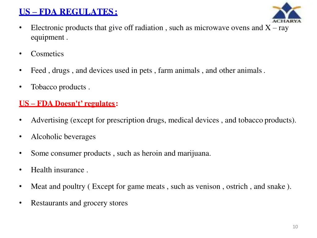 us fda regulates 1