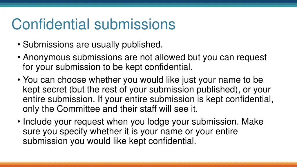 confidential submissions