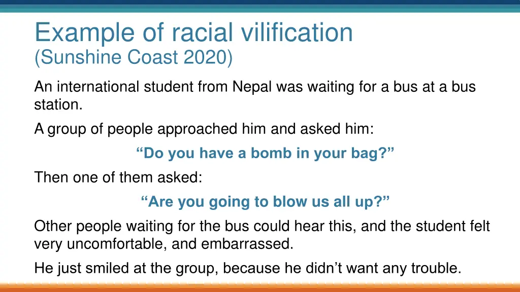 example of racial vilification sunshine coast 2020