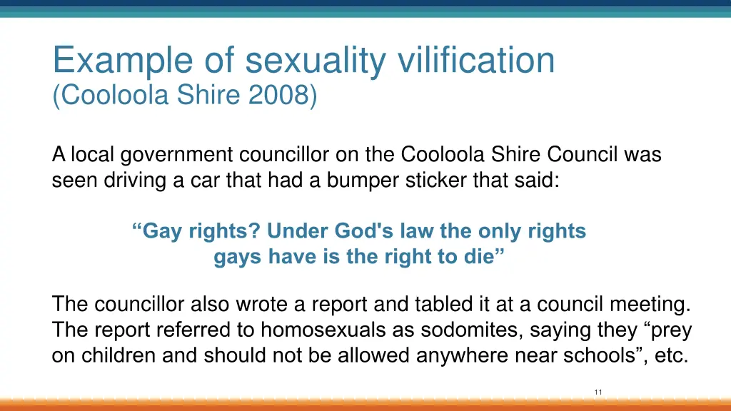 example of sexuality vilification cooloola shire