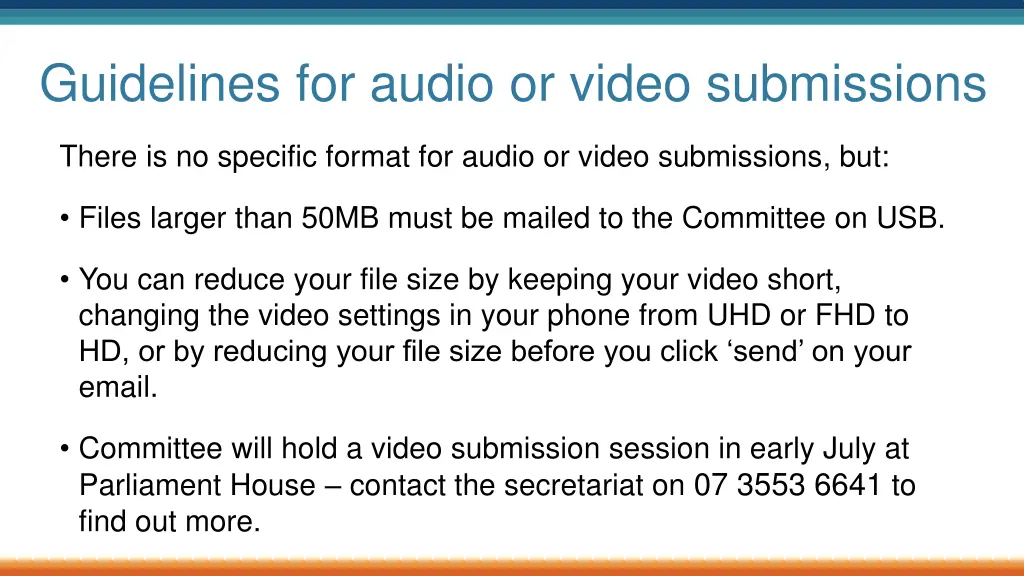 guidelines for audio or video submissions