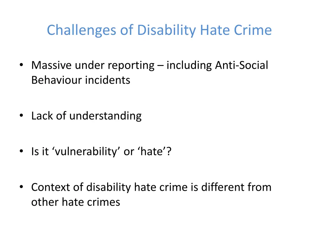 challenges of disability hate crime