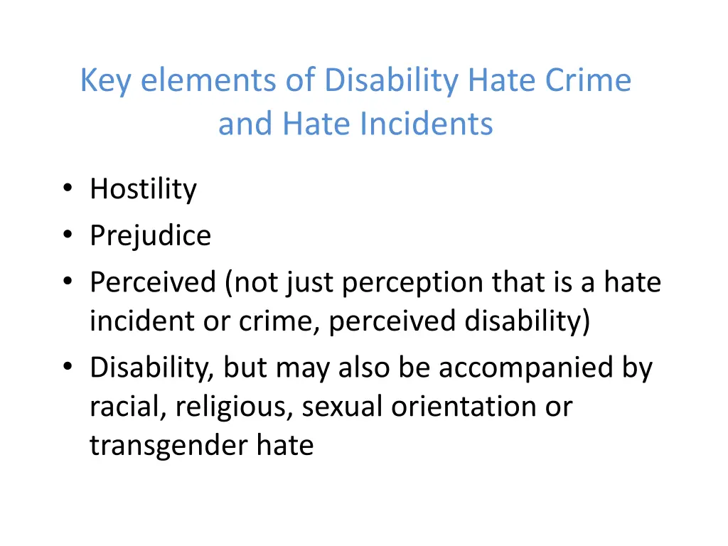 key elements of disability hate crime and hate