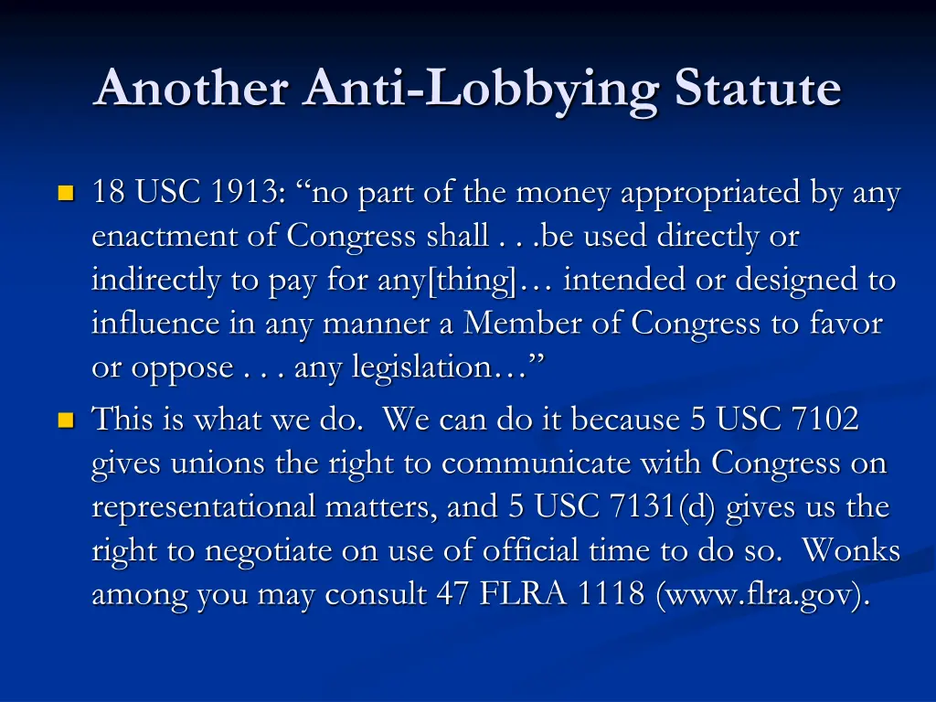 another anti lobbying statute