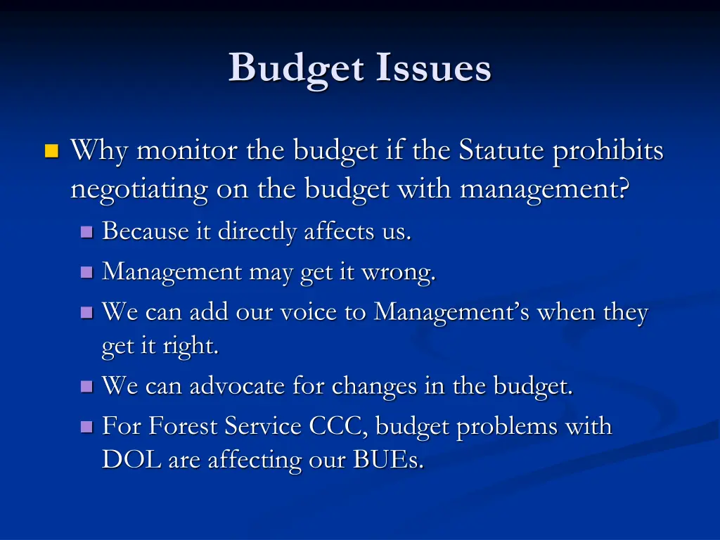 budget issues