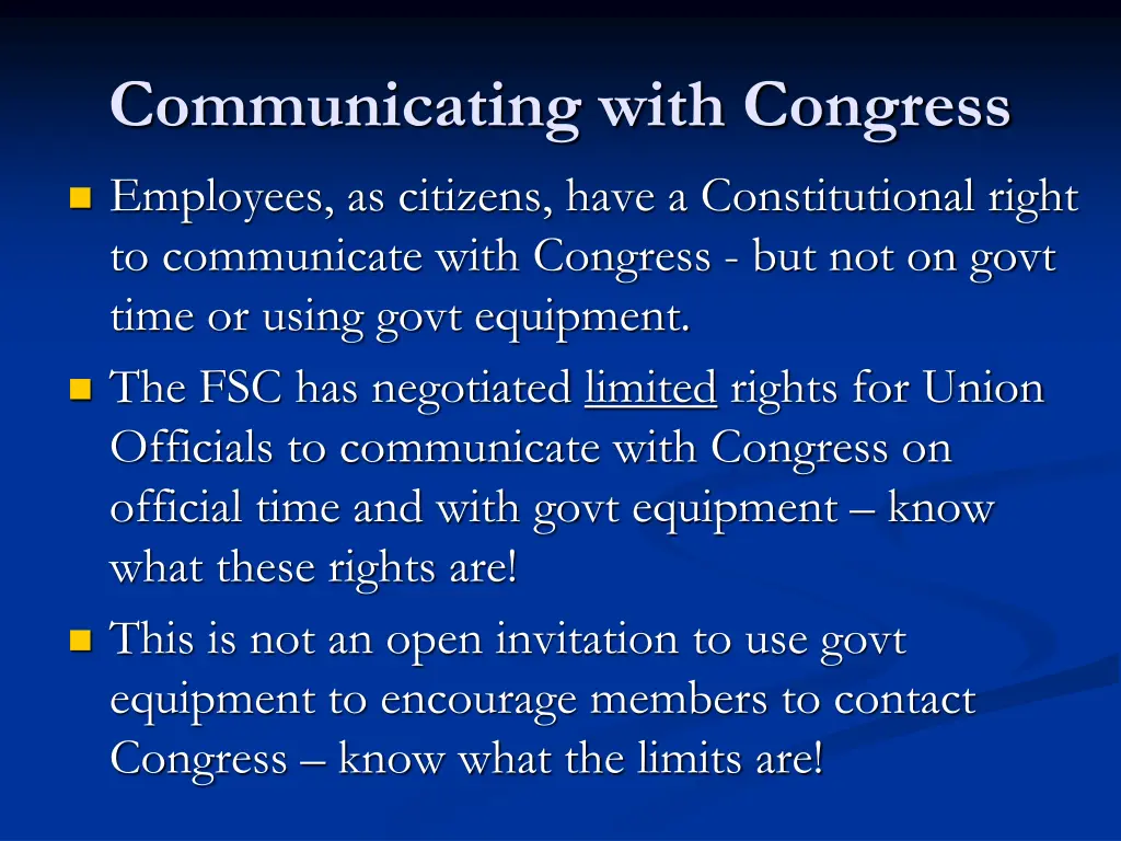 communicating with congress